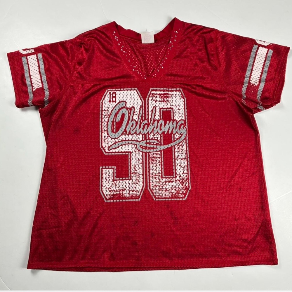 001 - VINTAGE 00s UNIVERSITY OF OKLAHOMA SOONERS Y2K FOOTBALL FADED JERSEY